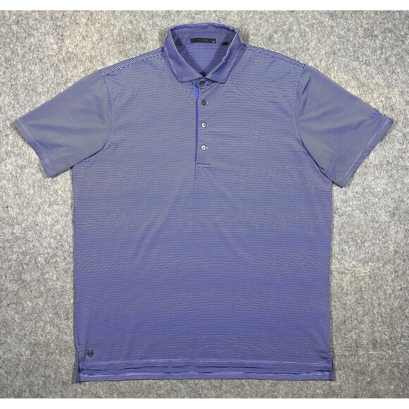 Greyson Saginaw Polo Shirt Men’s L Blue Striped Whisper Rock Golf Performance - Picture 2 of 9